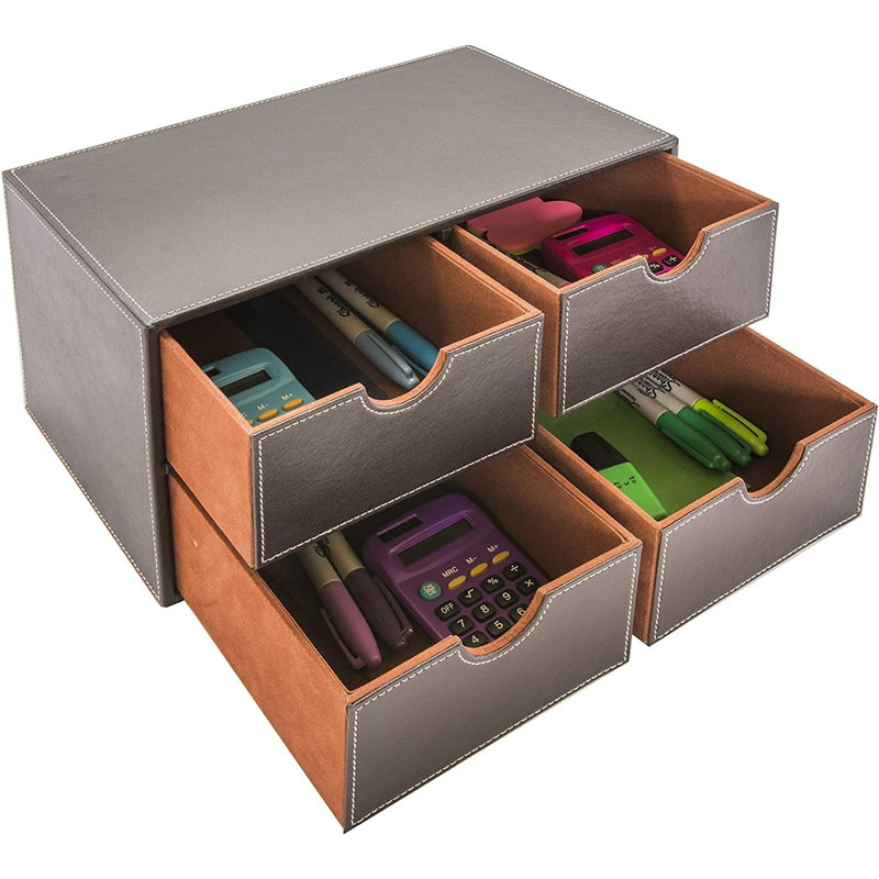 Subra Faux Leather Desk Organiser