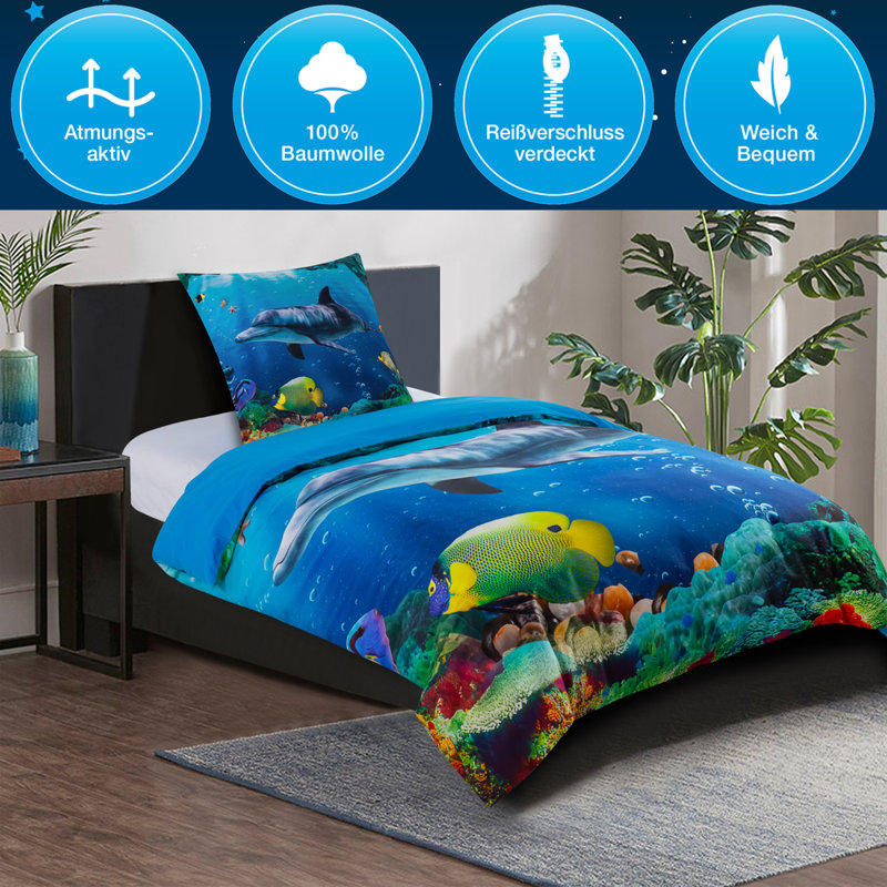 Cotton No Pattern Duvet Cover Set with Pillowcases Included