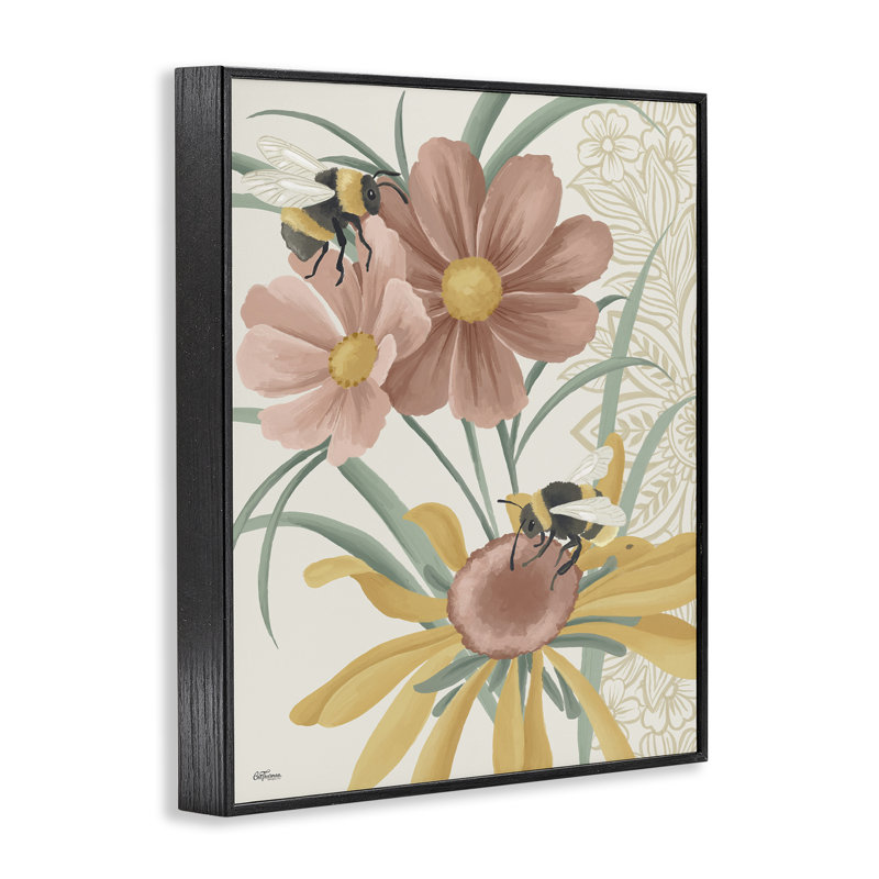 Bourdons pollinisateurs chat Thurman Designs bg-141, H 20 po x l 16 po, Giclée encadrée noir minuit