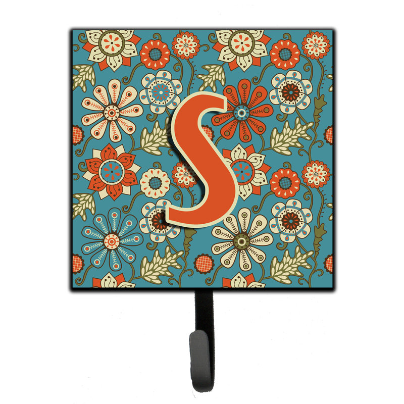 Porte-laisse rétro et crochet mural fleurs, S