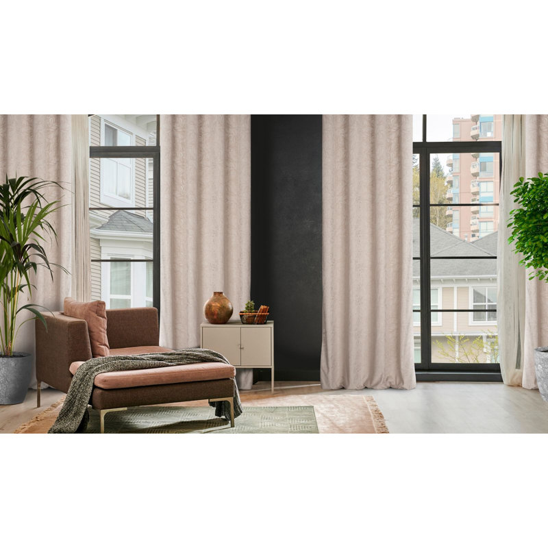 Abinash Blackout Curtains Single Panel, Beige
