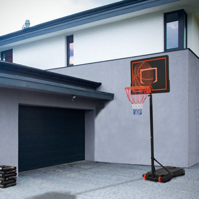 Panneau de basketball portatif à hauteur réglable de 5 à 7 pi avec panneau de polycarbonate avec roulettes verrouillables et base remplissable pour l'extérieur et l'intérieur