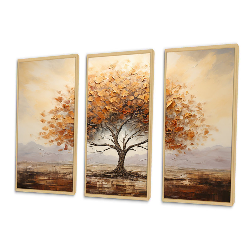 Arbre sauvage - Art mural africain, Cadre flottant brun, H 32 po x l 48 po x P 1 po