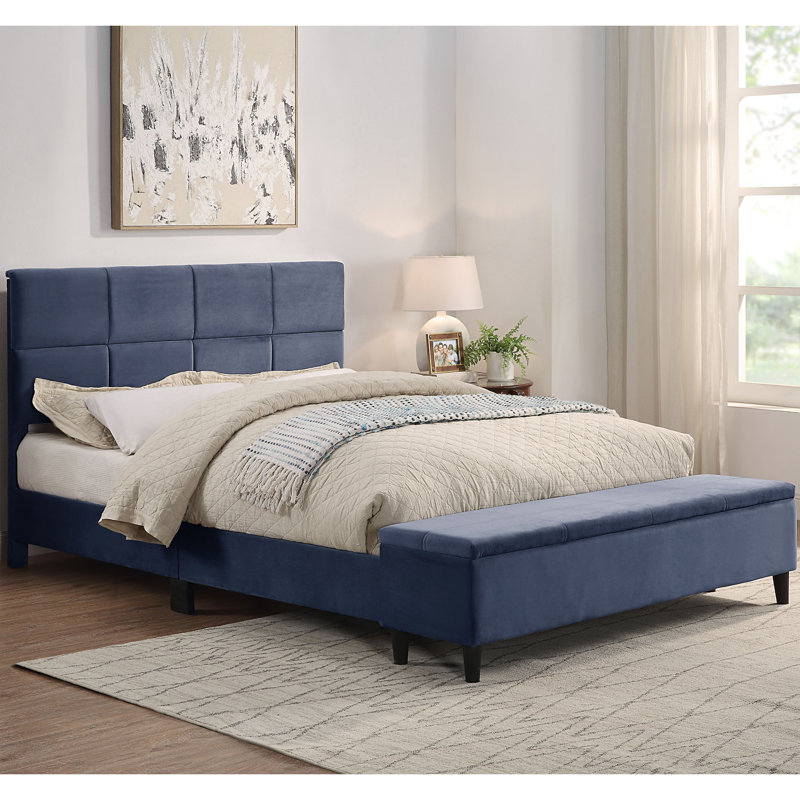 Upholstered Storage Bed, Grey, Queen