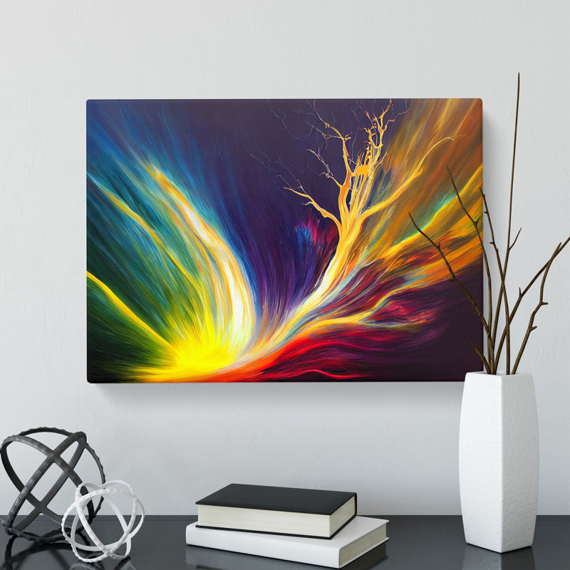 Painted Lightning Abstract - Wrapped Canvas Painting, 35cm H x 50cm W x 3cm D