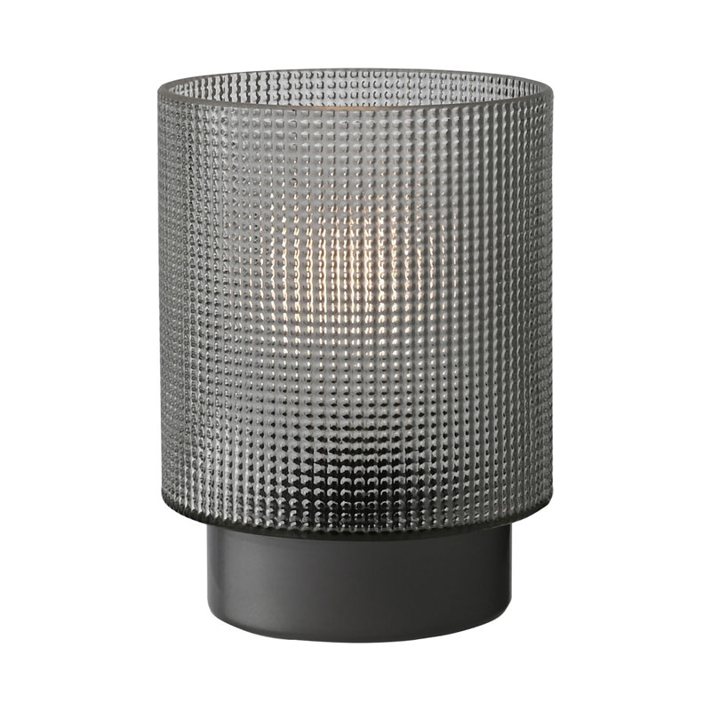 Battery Operated Textured Glass Lamp With Silver Base, Silver 