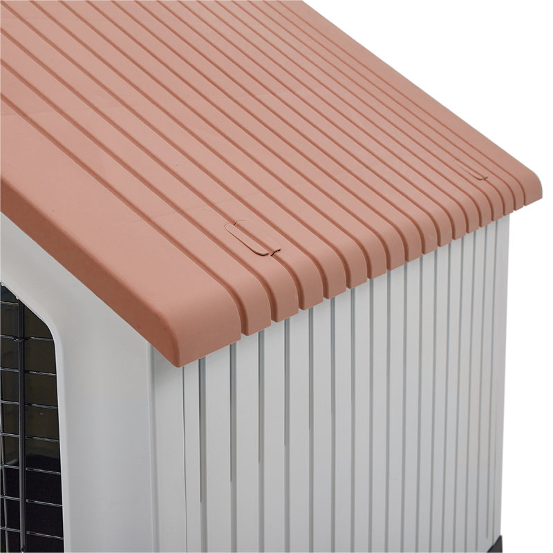 Wadley Pet Crate with 1 Door, 60cm H x 62cm W x 61cm D, Orange/White
