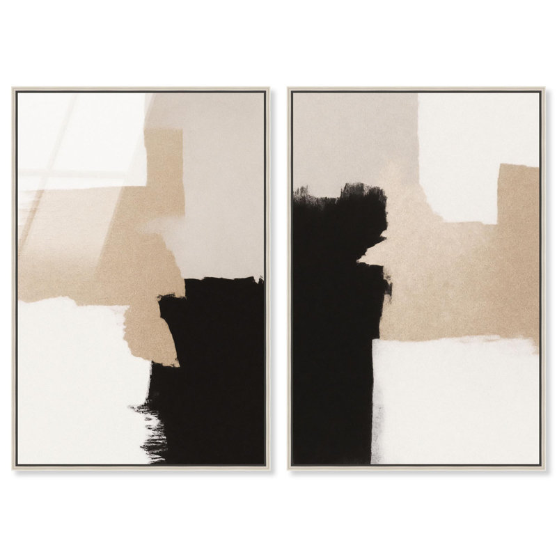 «Neutral Luxe Harmony», ensemble d'art mural en verre acrylique ultrabrillant encadré par Art Remedy, cadre argenté, 36 x 54