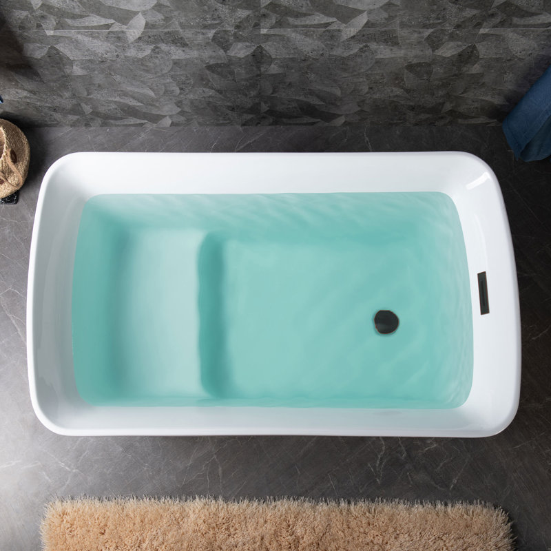 48'' x 27.5'' Freestanding Rectangular Bathtub with Integrated Seat, Non-Slip, for Small Spaces, Oil Rubbed Bronze
