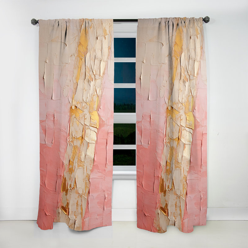 Gabar Beige Gold Minimalism Potteries - Modern Velvet Curtain - Room Darkening - 1 Panel, 52" W x 95" L