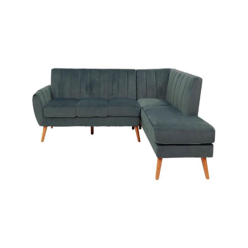 Canapé modulaire contemporain en velours gris foncé de 2 pièces, Velours gris foncé