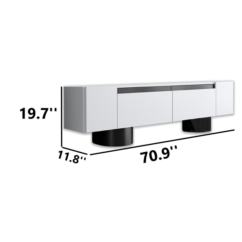 Meuble TV Allistair de style industriel moderne de 70,9 po pour téléviseurs jusqu'à 78 po avec bande réfléchissante