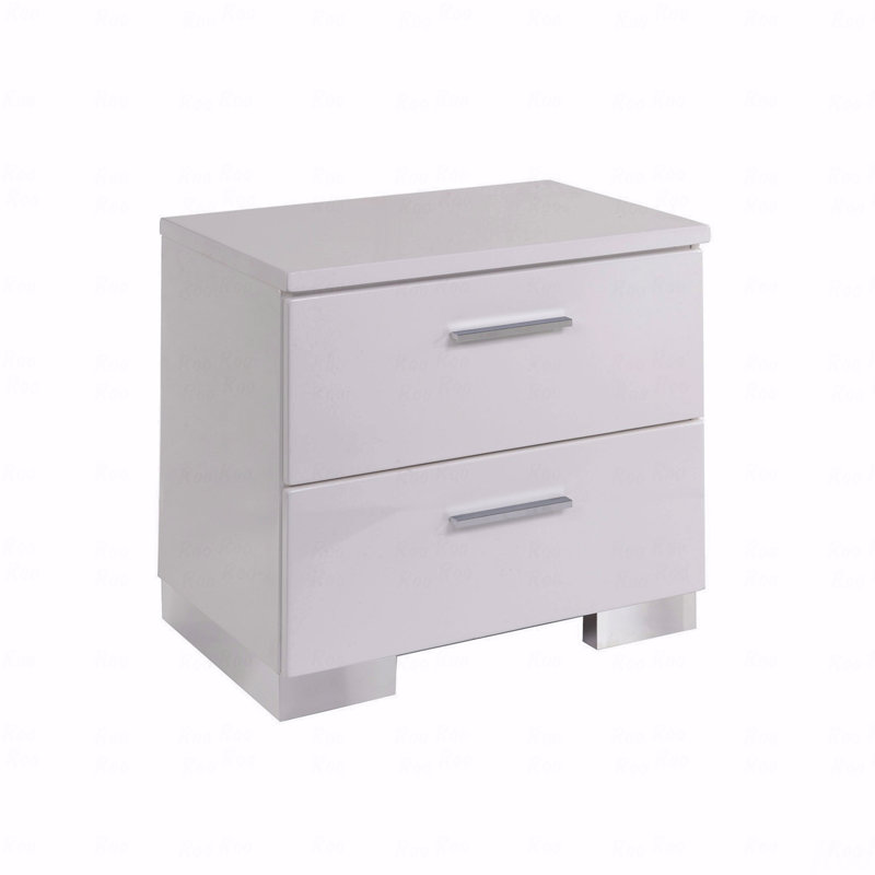 2-Drawers Bedroom Nightstand With Chrome Legs