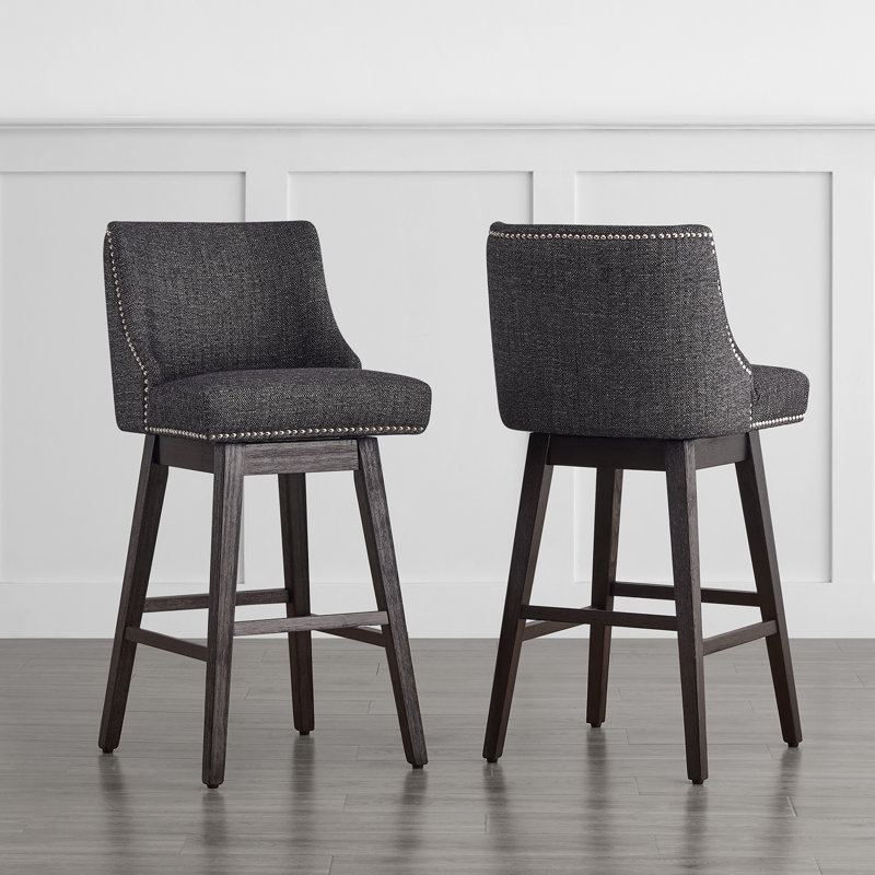 Arvelle Swivel Counter & Bar Stool, Bar Stool (30" Seat Height), Charcoal Gray