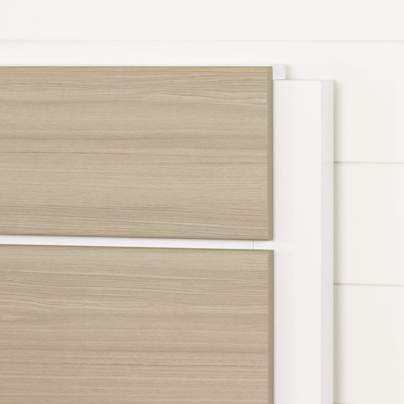 Full White and Soft Elm Plank Effect Headboard