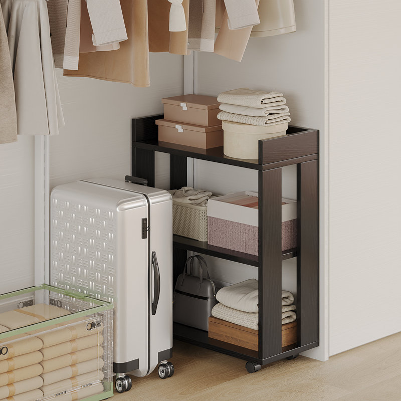 Support de rangement portatif à 3 niveaux, conception à roulettes universelles, rangement ouvert, support de rangement pratique pour plusieurs salles de séjour et bureau