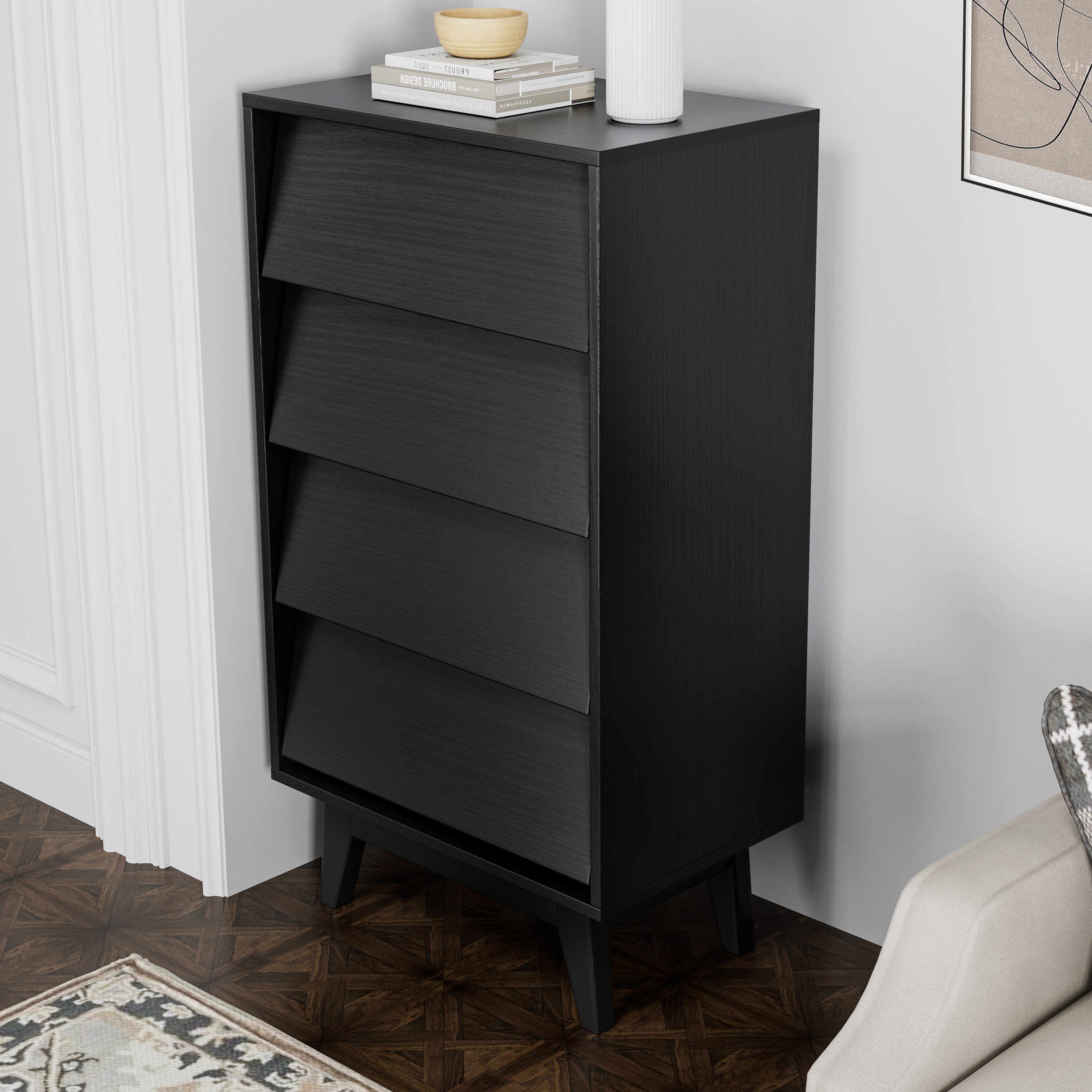 George Oliver Commode en bois rétro avec 4 tiroirs - Wayfair Canada