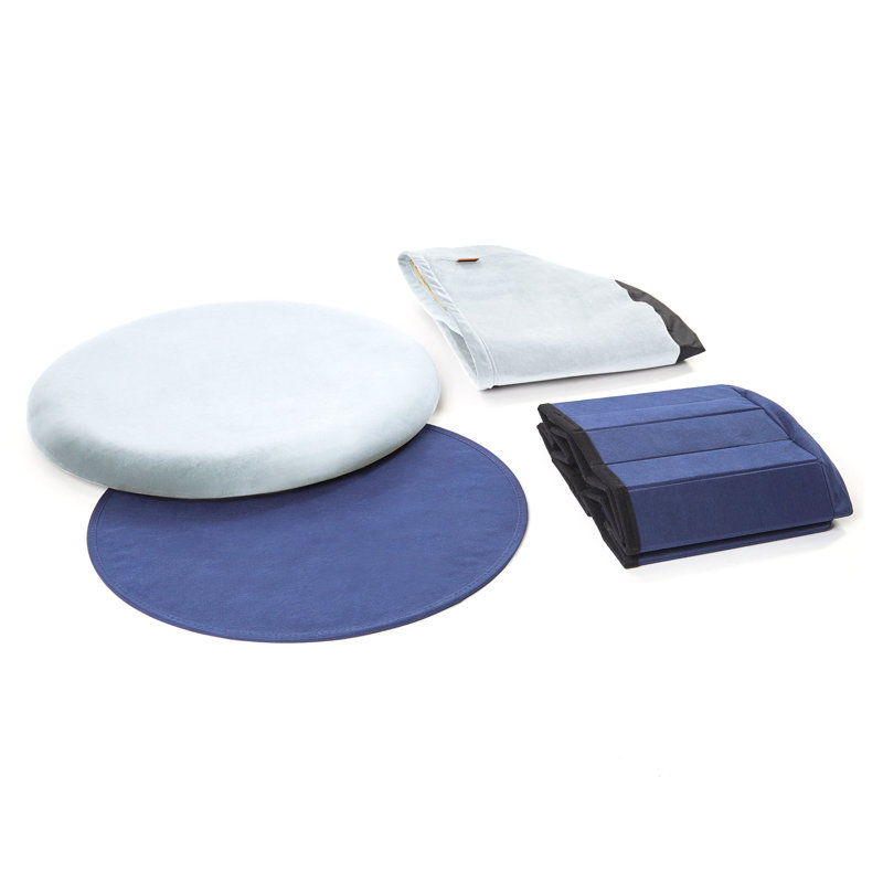 Repose-pieds rond en velours avec rangement de 22 po de largeur, clair