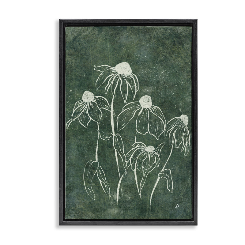  «Echinacée Garden Blooms» par Lydia Orange, Cadre flottant noir de jais, H 25 po x l 17 po