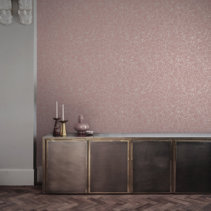 Floral Metallic Wallpaper Roll by Clarissa Hulse, Shell/Rose Gold