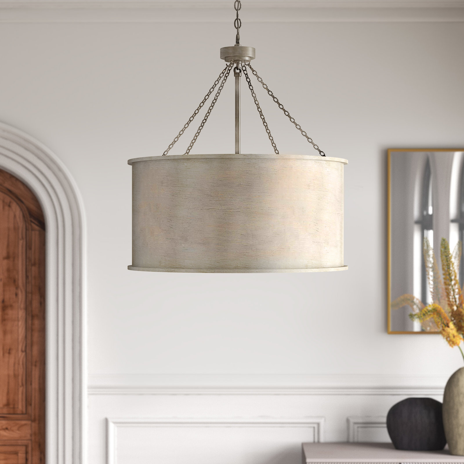 Soho 6-Light Chandelier, Silver Patina, 6 Lights, 29" H x 25" W x 25" D