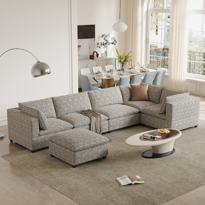 Milard Minimalist Modular Sofa, 35.4" H x 130" W x 43.3" D, 3