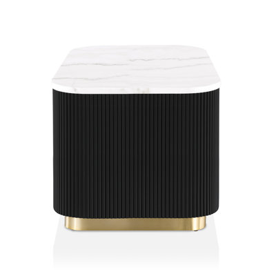 Kirtin 19.5"W Square Marble End Table With Gold Accent Base