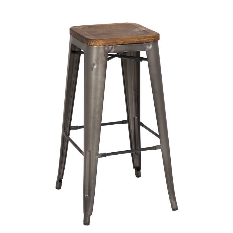 Tabouret de bar en métal 94115 po, siège bronze / bois