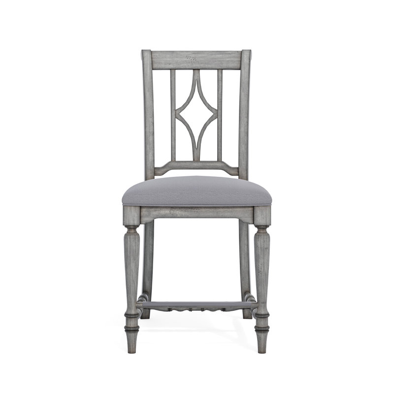 Secor Upholstered Counter Stool with Solid Wood Frame, Graywash