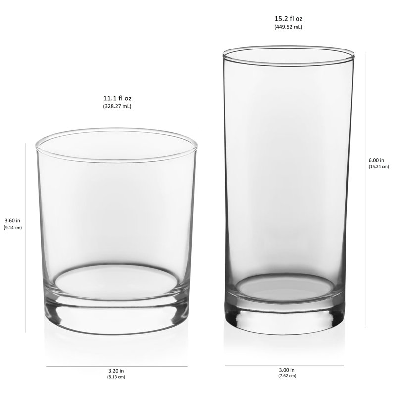 Libbey Province Clear Glass Tumbler and Rocks Set, 16-Piece