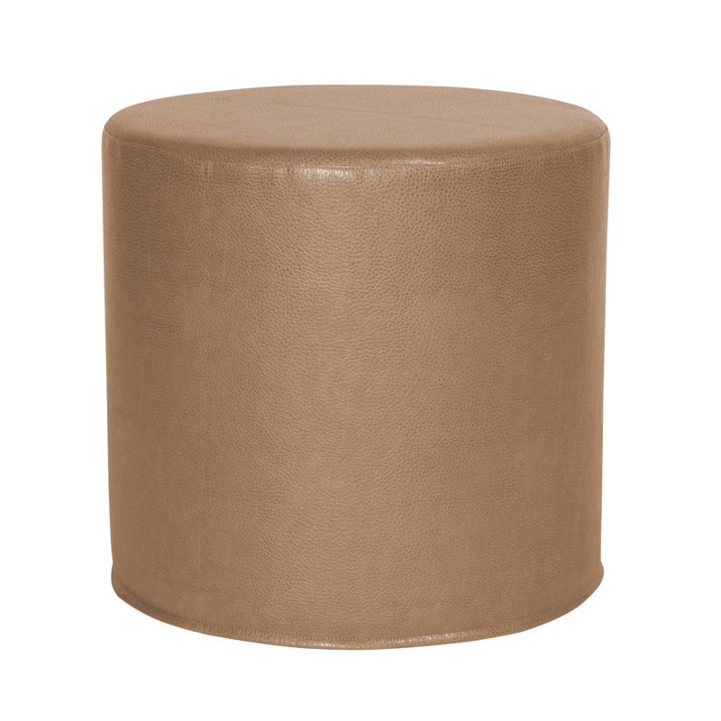 Repose-pieds rond en similicuir Contreras, Similicuir couleur bronze