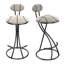 Ensemble de 2 tabourets de bar rembourrés avec tabourets de bar à hauteur de comptoir en velours moderne pour îlot de cuisine, salon (noir et rayé)