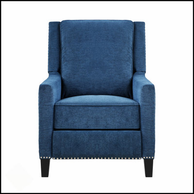Chaise inclinable Modern Home Furniture avec tissu texturé bleu, garniture cloutée et mouvement d'inclinaison automatique pour un confort et un style ultimes