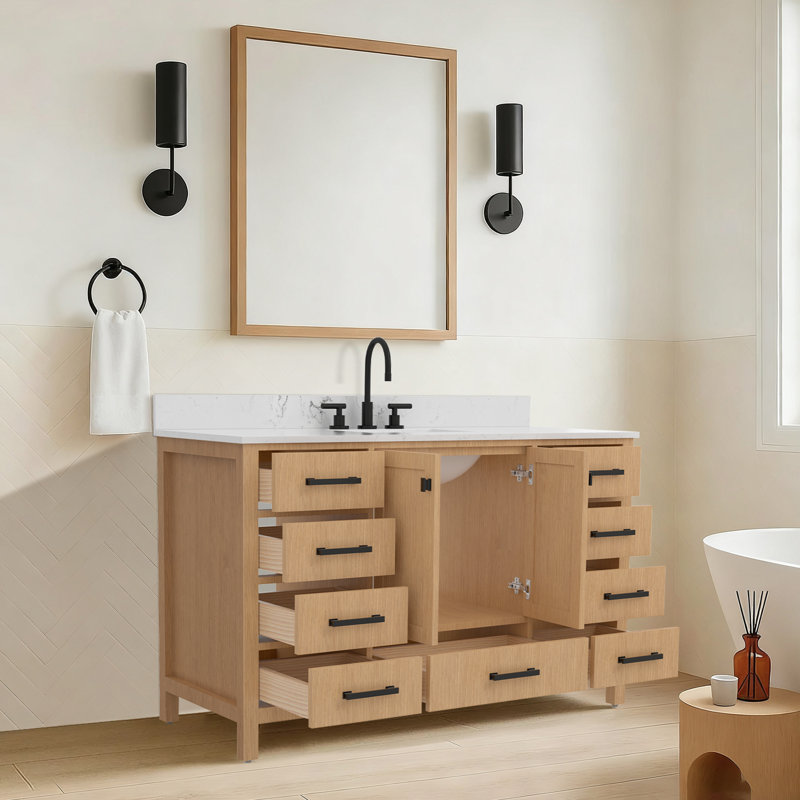 Meuble-lavabo simple 60 po avec comptoir en pierre artificielle 60 po