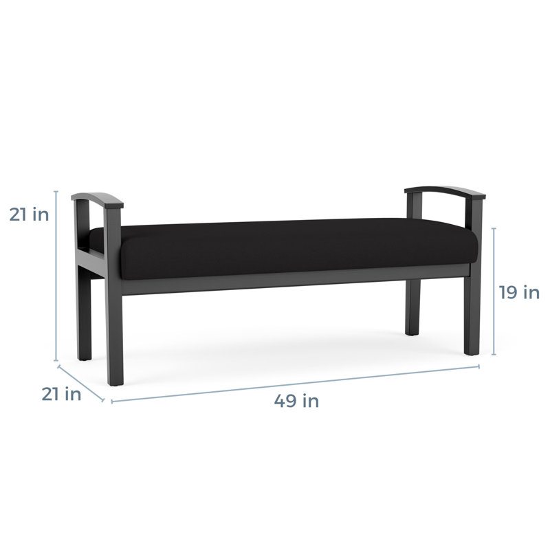 Banc en bois massif Amherst, Noir, Visite libre noire