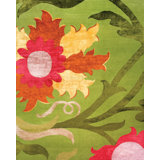 Trinidad Floral Area Rug in Lime Green/Yellow/Hot Pink