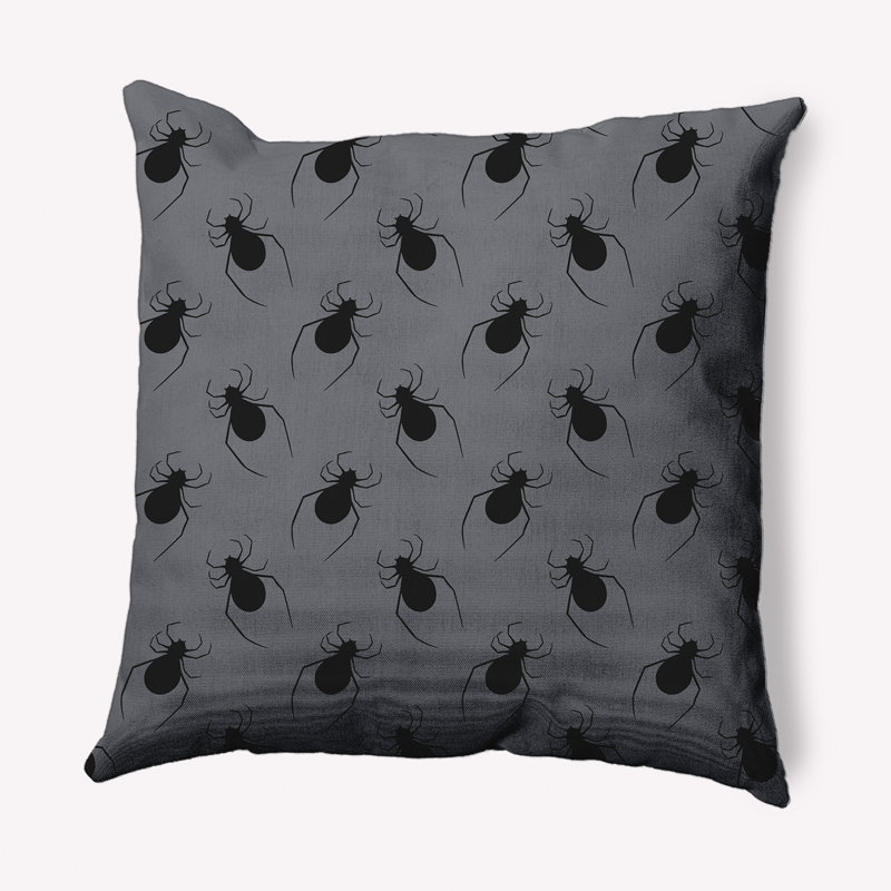 Coussin décoratif carré Spider, Gris acier, 16 po x 16 po