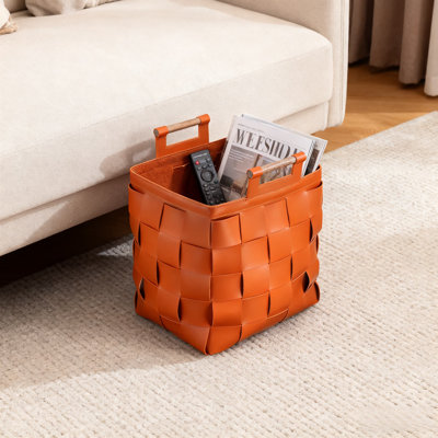 Premium Leather Storage Basket With Handles - Large Capacity Laundry Hamper For Hotels, Guest Rooms, And Home Organization
