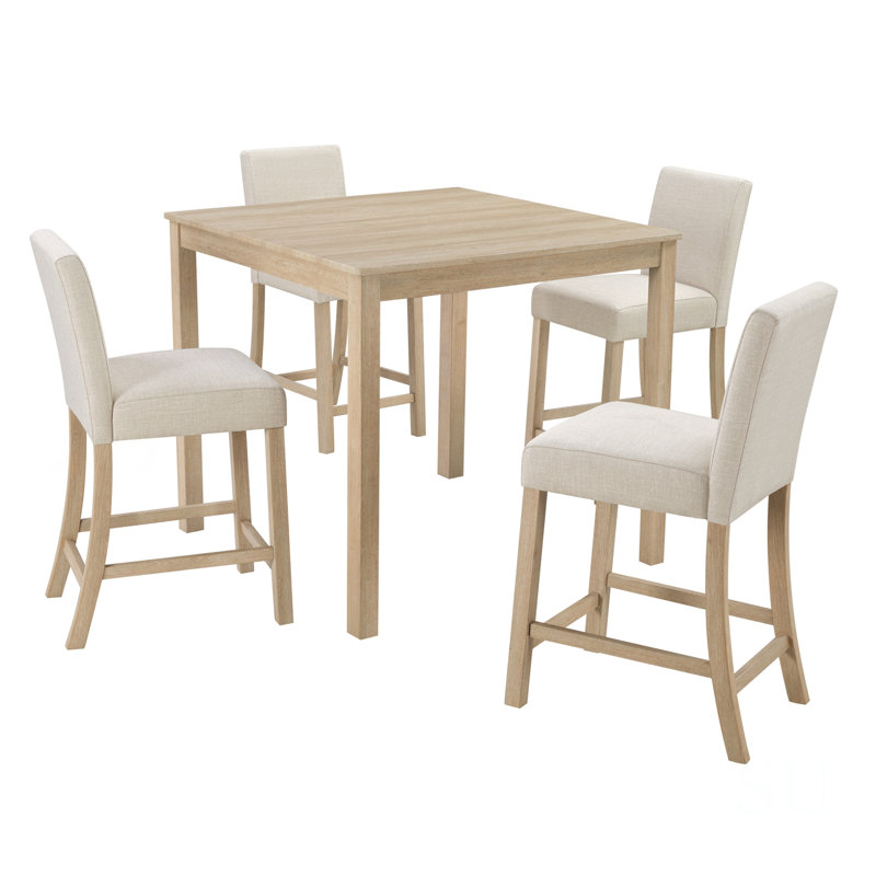 Ensemble de table 5 pièces à hauteur de comptoir en bois avec 4 chaises, pour la cuisine et la salle à manger