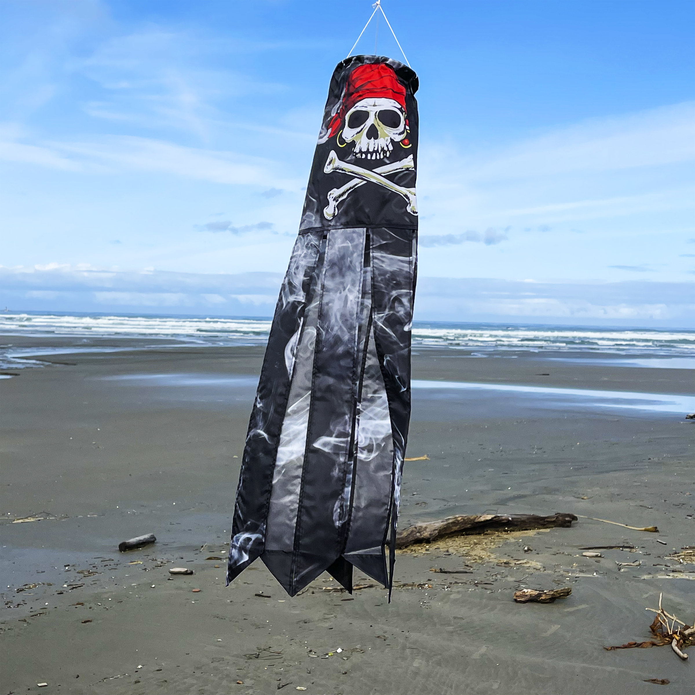 In the Breeze Smokin' Pirate 30 inch Windsock - Printed Hanging Decoration  - Outdoor Pirate Décor