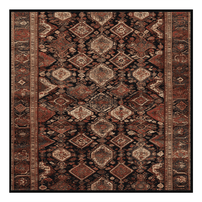 Tapis brun lavable à la machine, Carré 7 pi