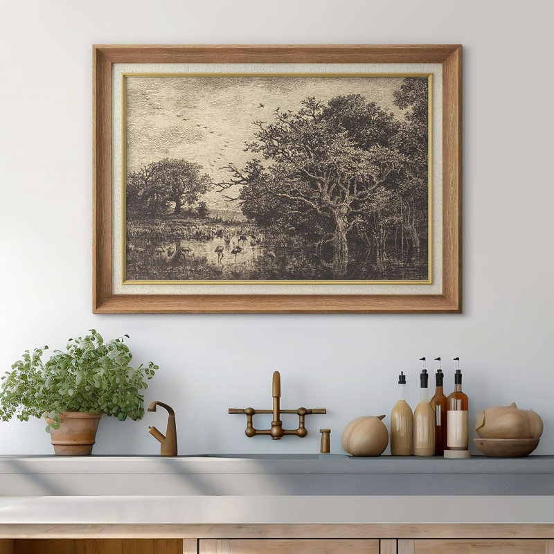 Oie - peinture sur toile encadrée, Naturel