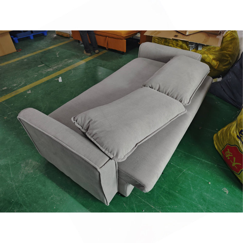 78.74 Inch Elegant  Six Mode Change Polyester Blend Pull-Out Sofa Bed, Light Grey