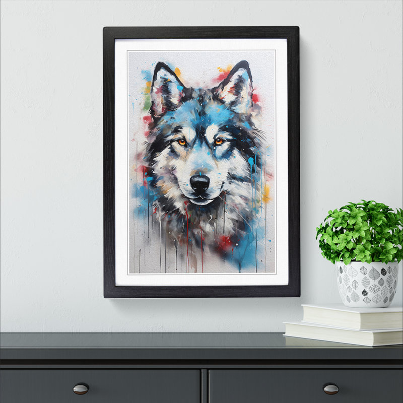 Husky Expressionism No.2 - Framed Print, Black Framed, 46cm H x 34cm W x 2cm D