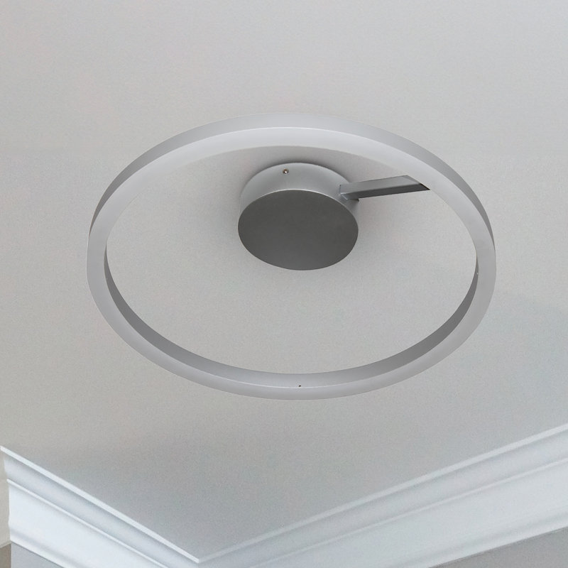 Zuben 20" Satin Nickel Modern LED Drum Ceiling Light