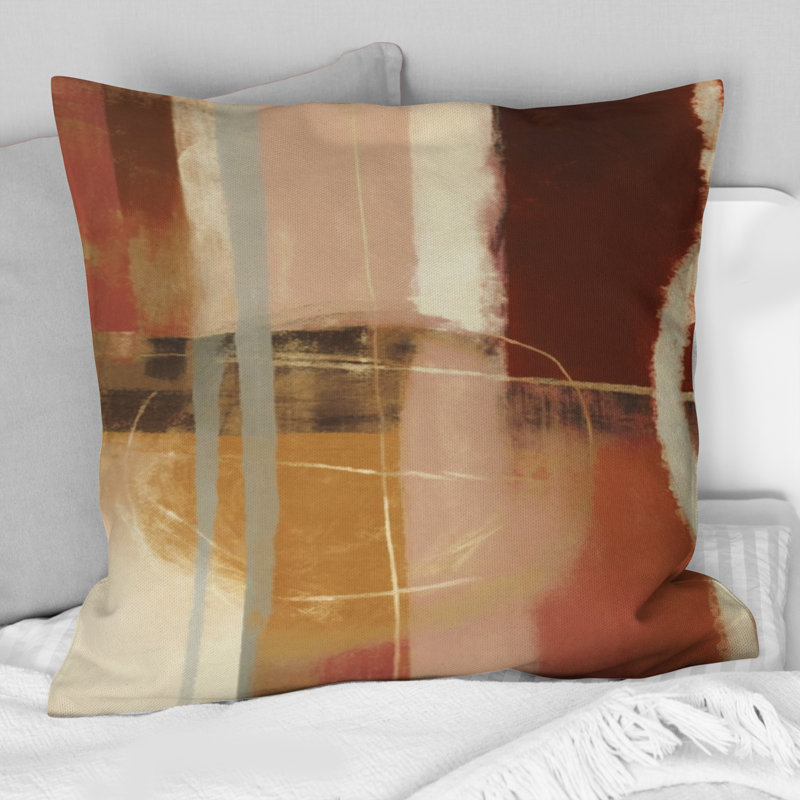 Chocolate Brown Elementary I - Abstract Printed Throw Pillow
