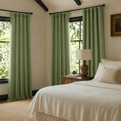 Ottis Faux Linen Room Darkening Curtain Panel