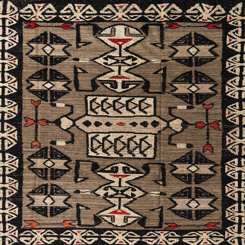 Tapis décoratif multicolore à motif abstrait, Carré 6 pi