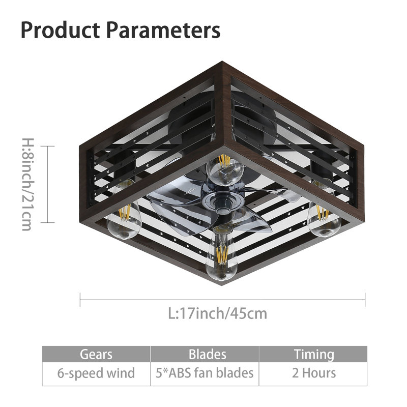 Ventilateur de plafond en cage de 18 pouces avec lumières et télécommande