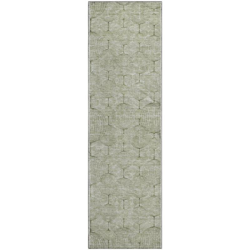 Premium Machine Washable Prisco Aloe Rug, Runner 2'3" x 7'6"